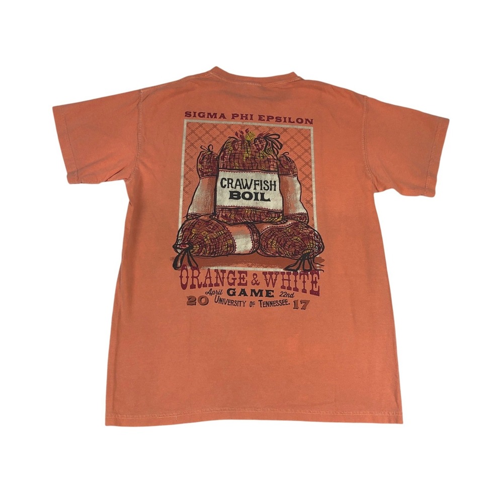 Comfort Colors Sigma Phi Epsilon UT Tennessee‎ Crawfish Boil Pocket Tee Orange M - Picture 2 of 7